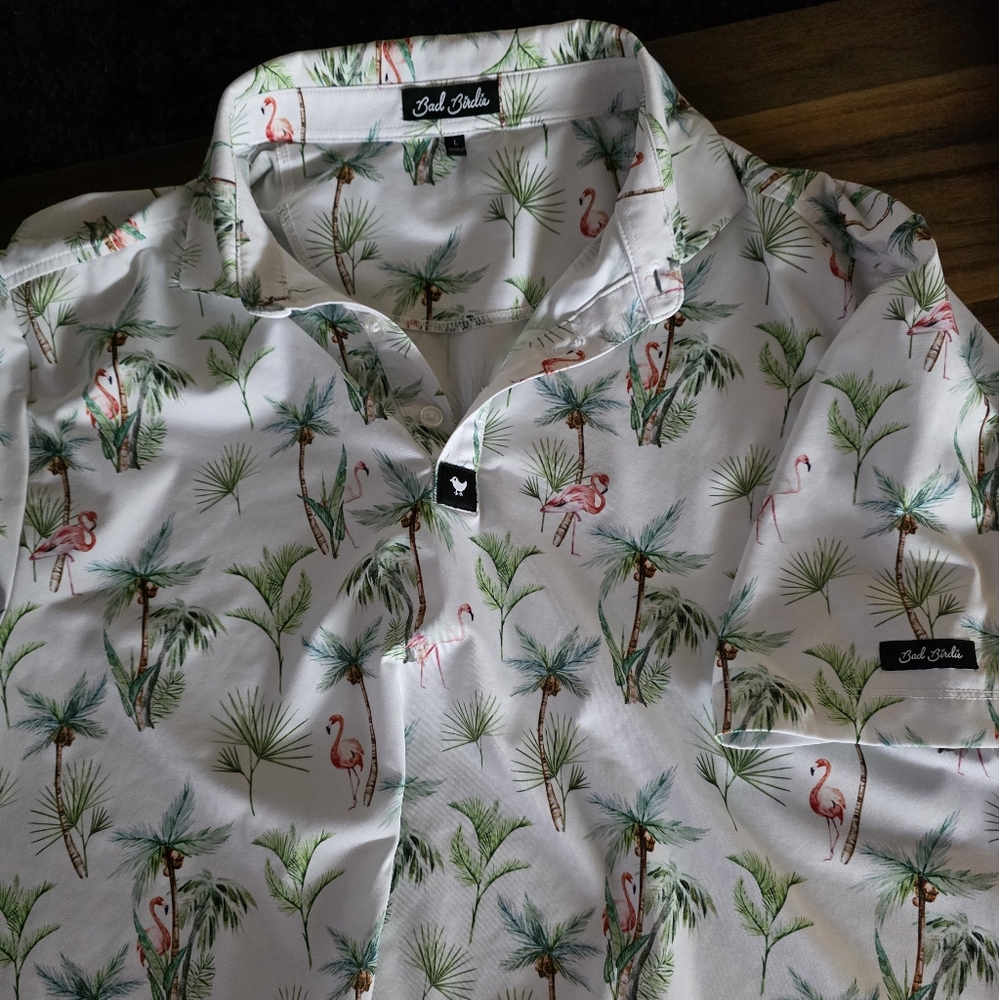 Bad Birdie Tropical Print Polo Shirt